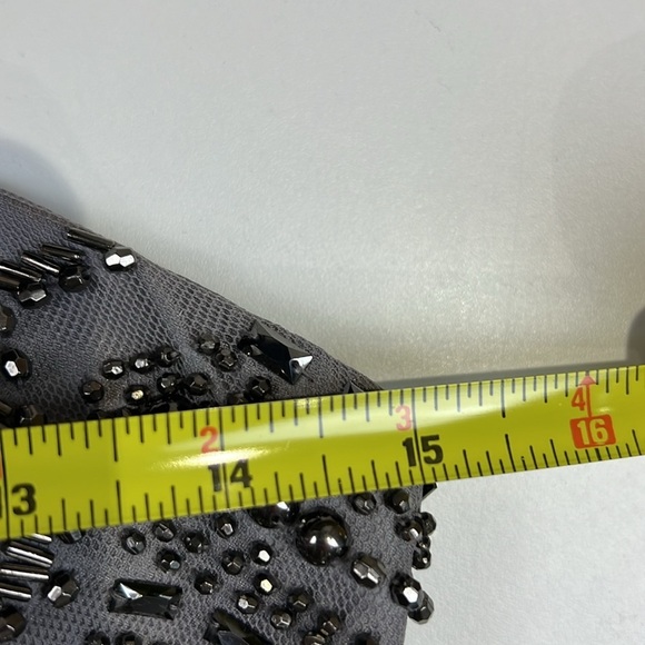 33. Le Chateau Grey/ Mauve Tulle Beaded Halter (prom) Dress - Picture 6 of 9